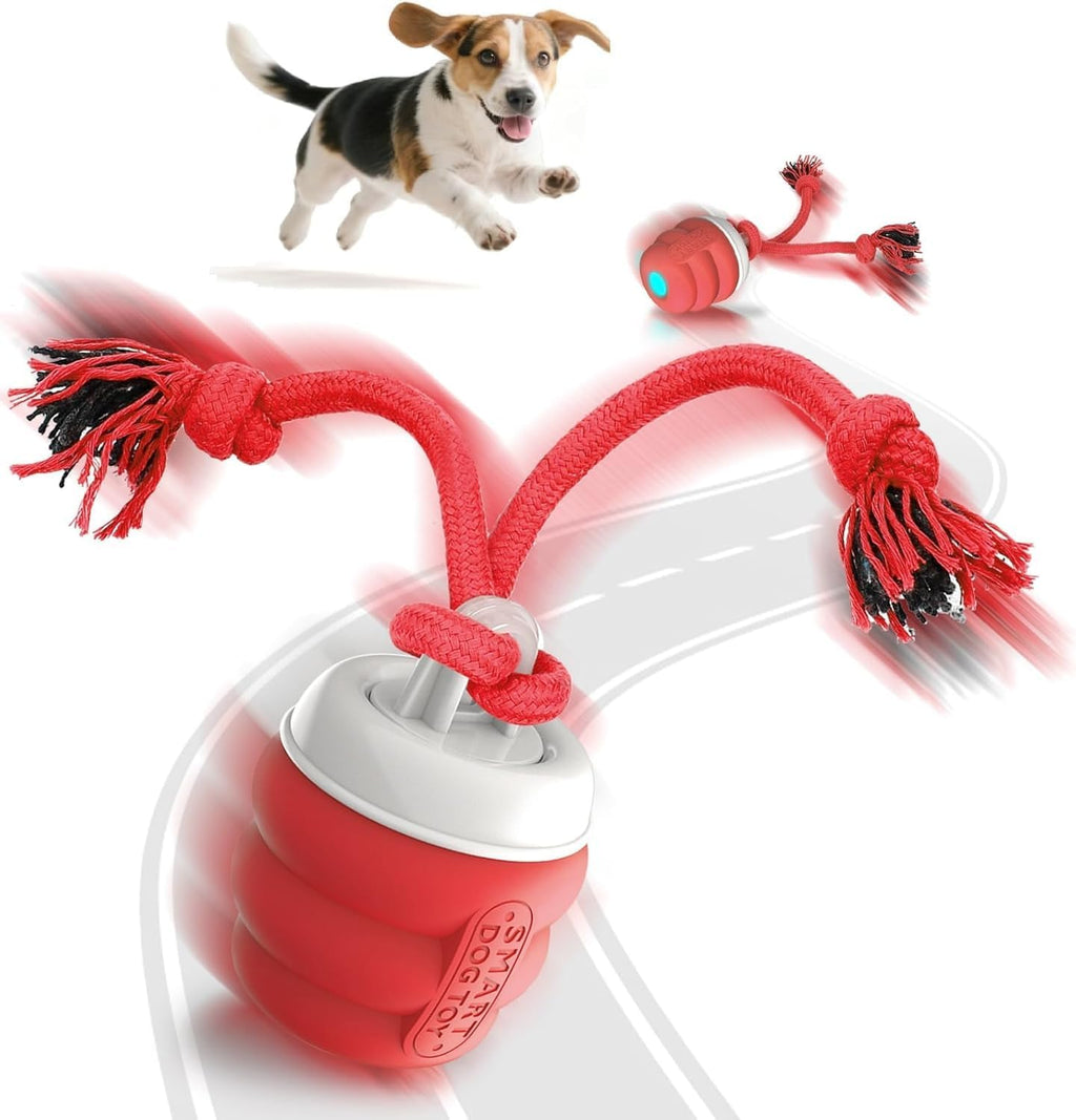 Smart Interactive Dog Ball Toy, Red Rolling Toy for Boredom
