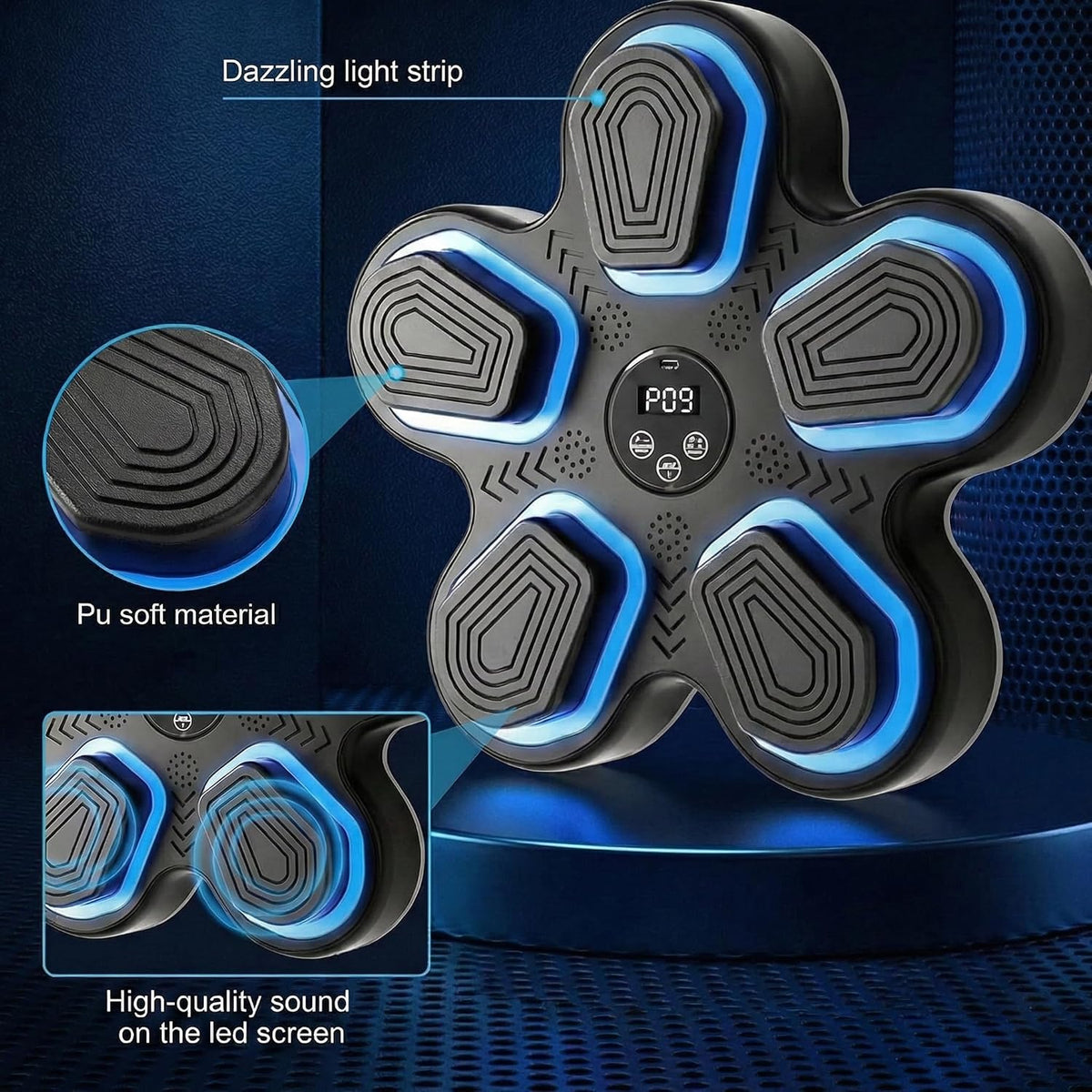 Music Boxing Machine, Electronic Music Punching Target, Bluetooth Wall-Mounted Boxing Trainer Electronic Reflex Punching Target for Home Reaction Strength Training