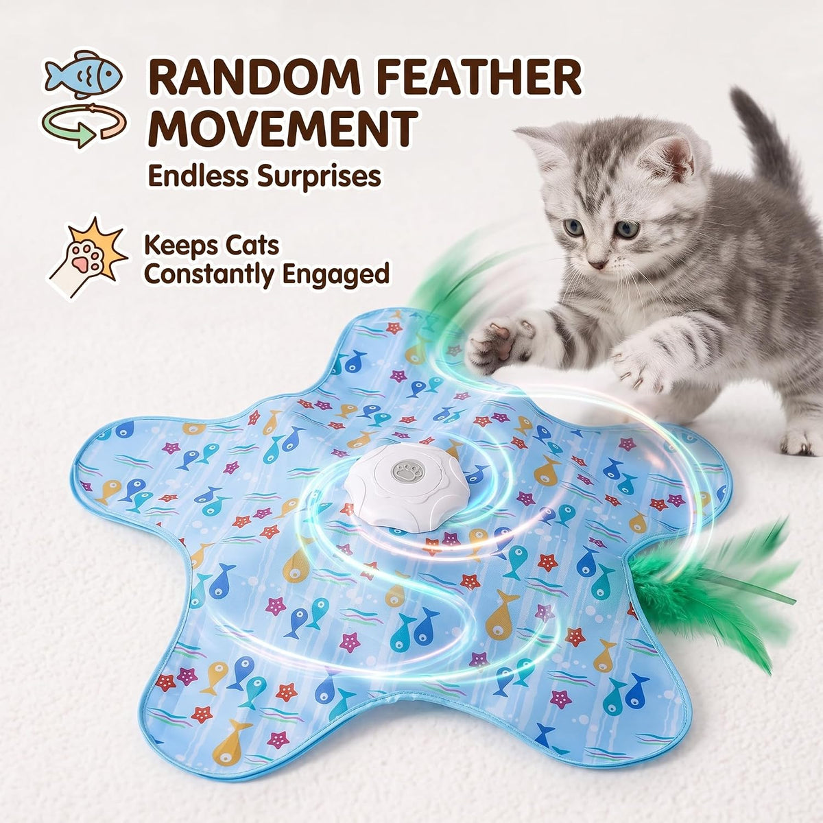 Interactive Cat Toy Automatic Moving Feathers Kitten Toys