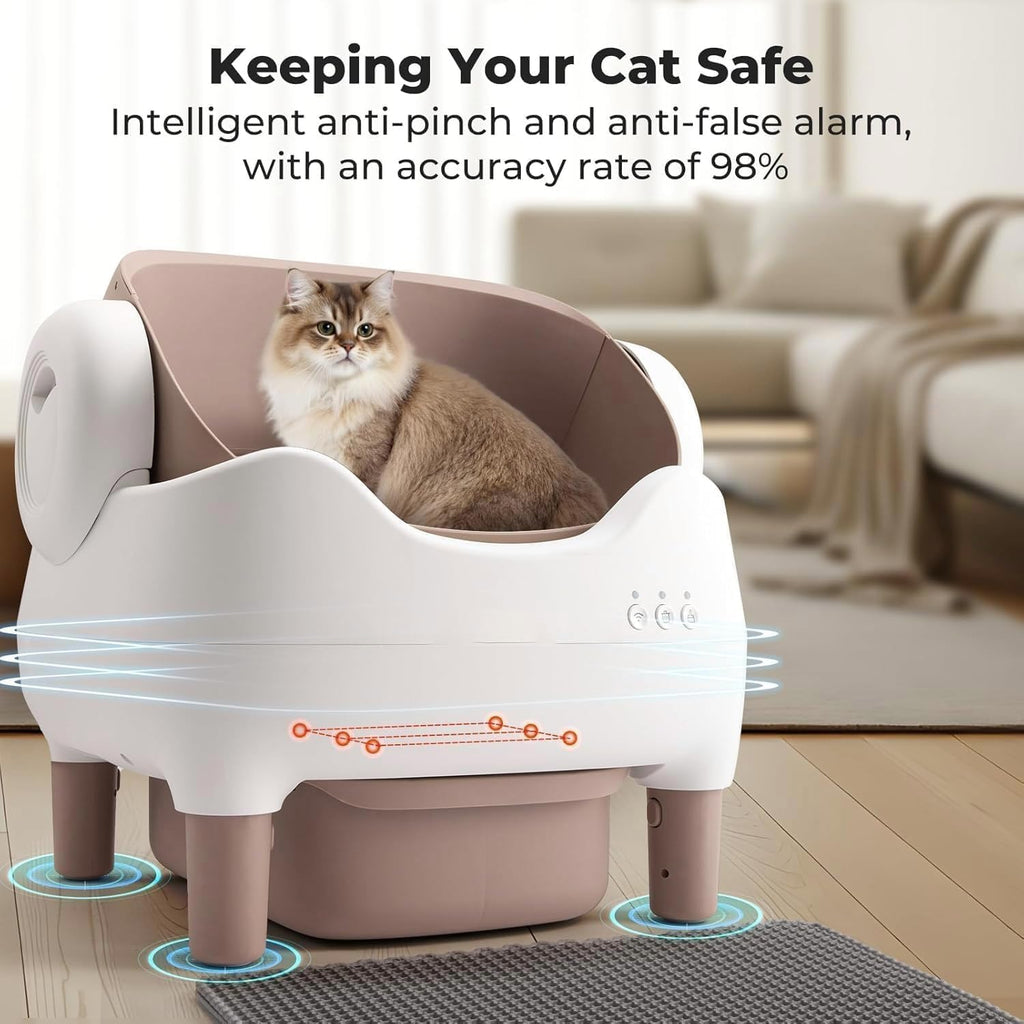 Automatic Cat Litter Box Self-Cleaning Cat Litter Box Open-Top (Coffee)