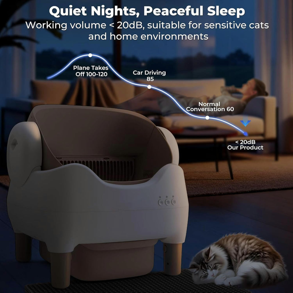 Automatic Cat Litter Box Self-Cleaning Cat Litter Box Open-Top (Coffee)