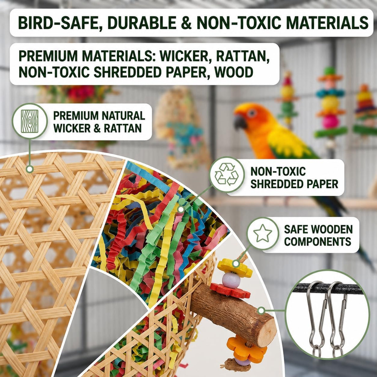 13Pcs Bird Toys Parrot Chewing Shredding Foraging Cage Accessories