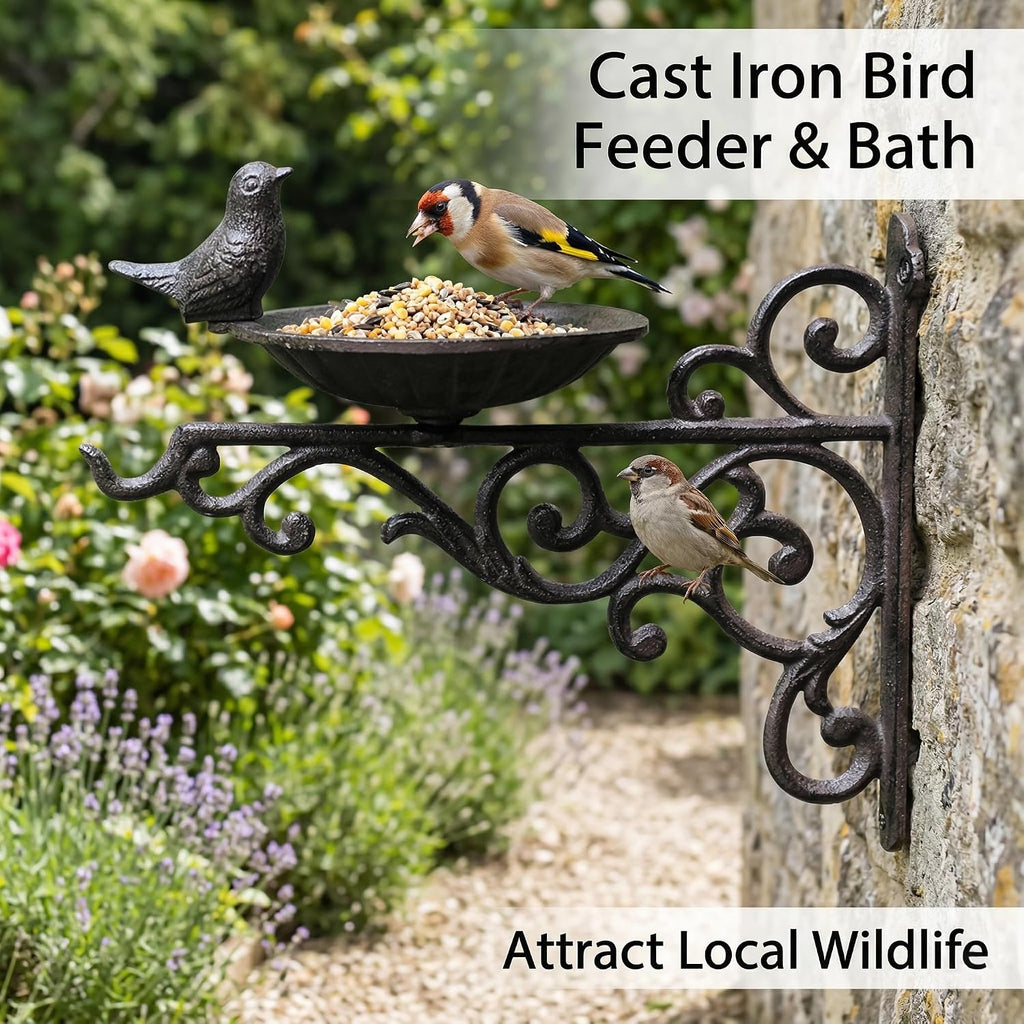 Heavy Duty Cast Iron Bird Feeder, Wall Mounted Wild Bird Feeder