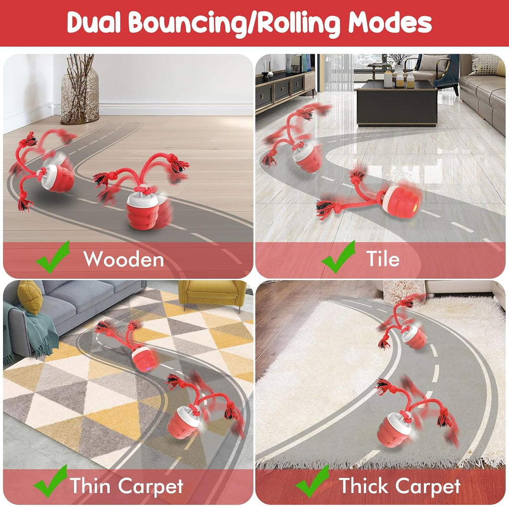 Smart Interactive Dog Ball Toy, Red Rolling Toy for Boredom