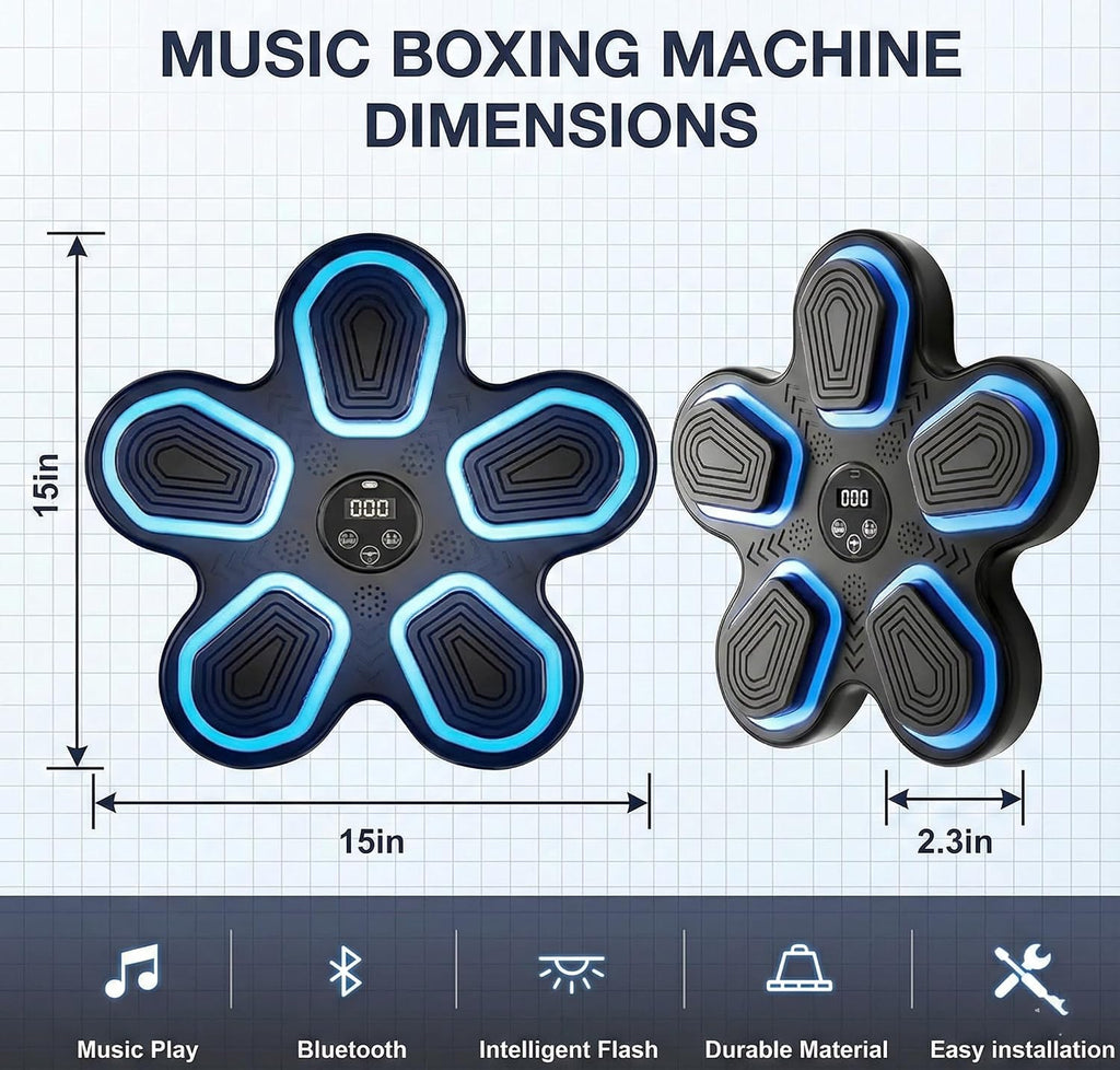 Music Boxing Machine, Electronic Music Punching Target, Bluetooth Wall-Mounted Boxing Trainer Electronic Reflex Punching Target for Home Reaction Strength Training