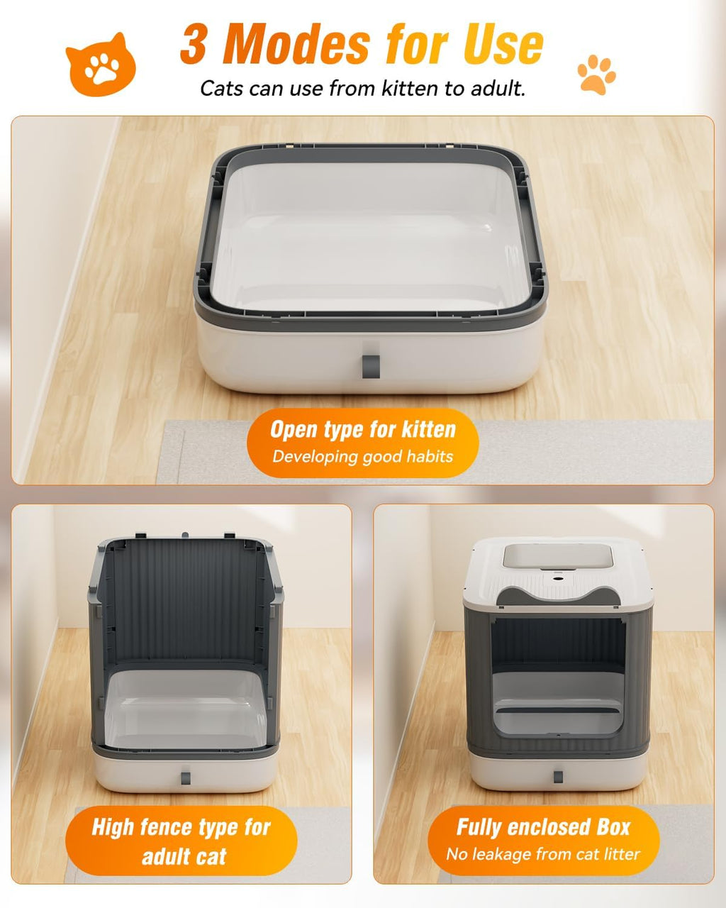 2 Pack Cat Litter Box Enclosed, Extra Large Covered Kitty Tray