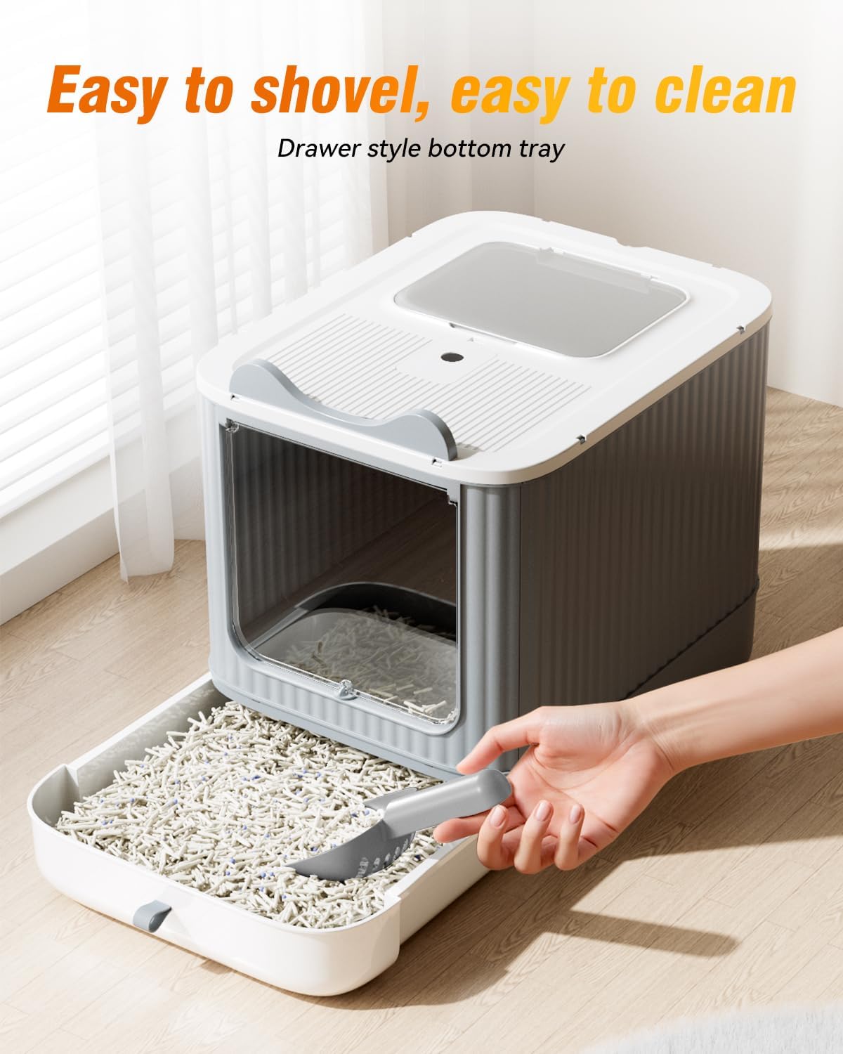 2 Pack Cat Litter Box Enclosed, Extra Large Covered Kitty Tray
