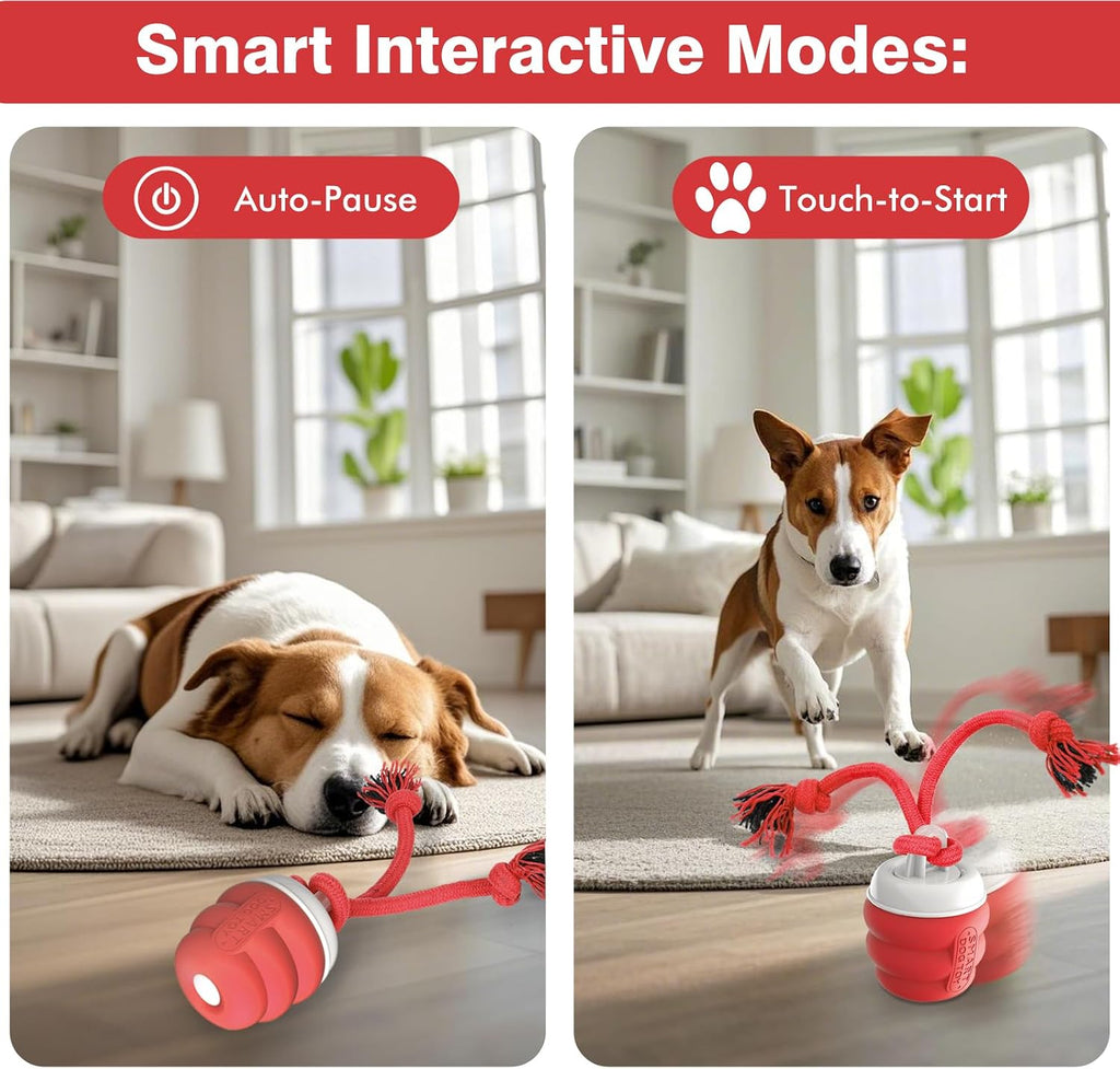 Smart Interactive Dog Ball Toy, Red Rolling Toy for Boredom