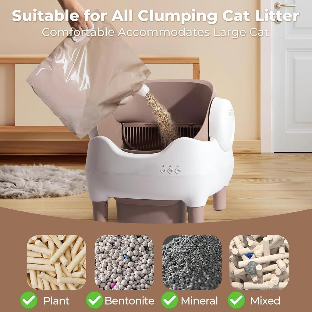 Automatic Cat Litter Box Self-Cleaning Cat Litter Box Open-Top (Coffee)