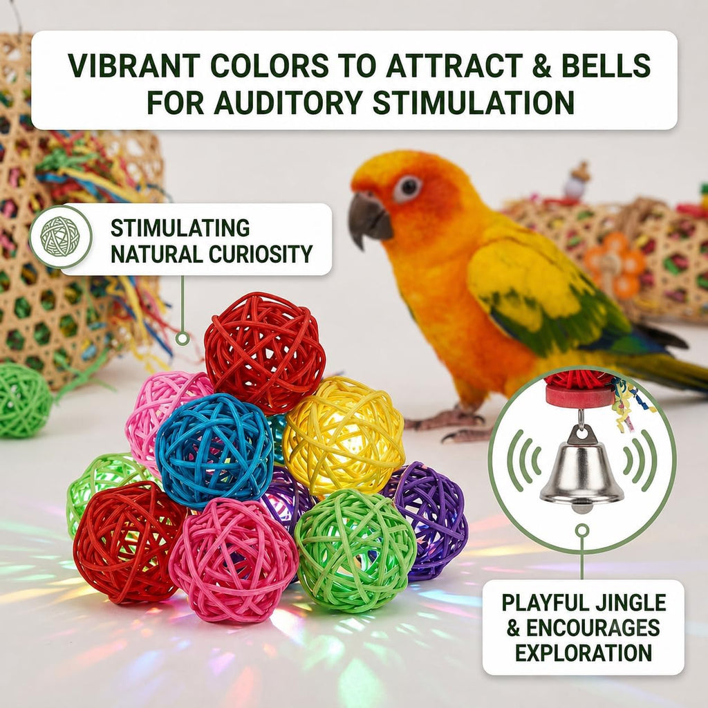 13Pcs Bird Toys Parrot Chewing Shredding Foraging Cage Accessories